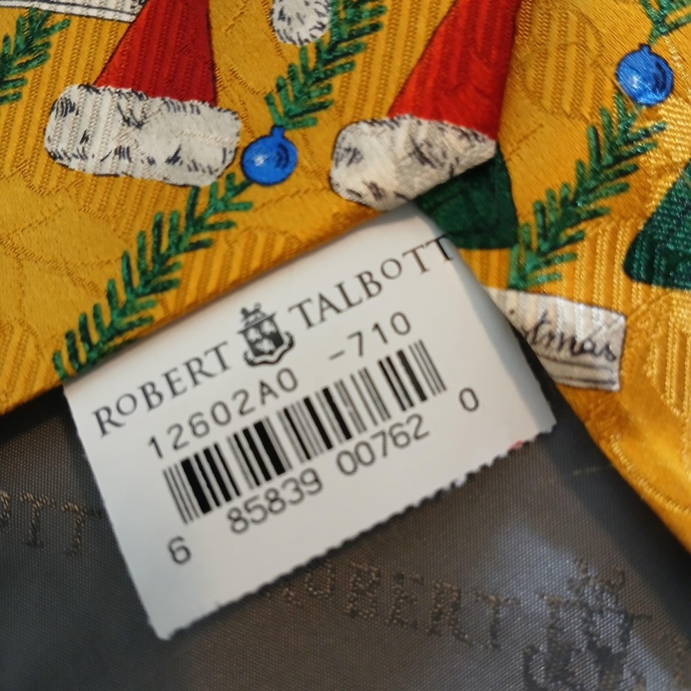 Robert Talbott Parisian Tie Mens Gold Silk Christmas Santa Tree Holiday‎ - Picture 5 of 8